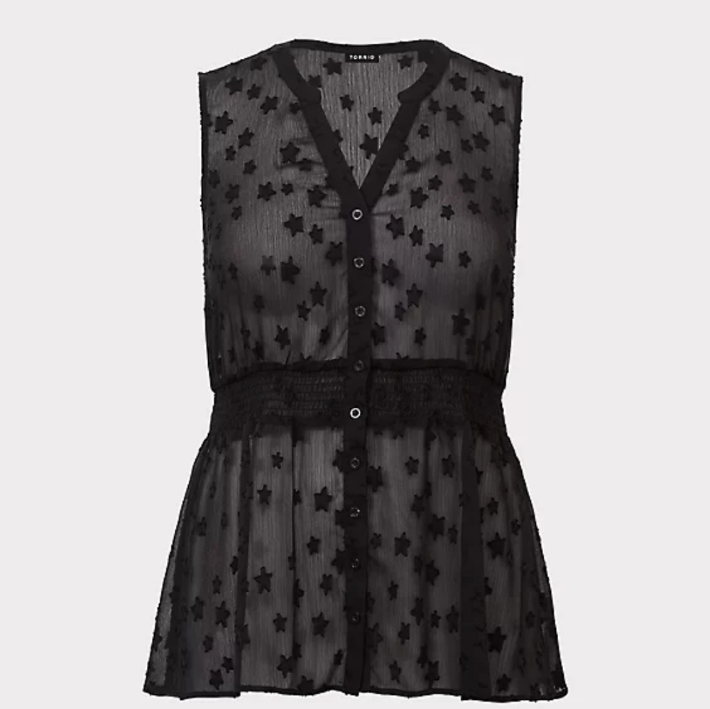 Torrid Black Star Chiffon Tank